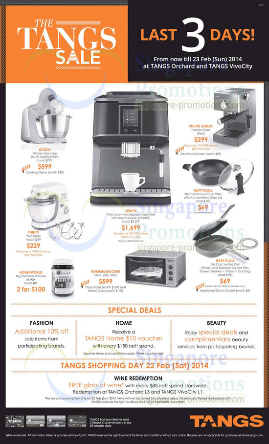 21 Feb Tangs Kitchen Appliances Offers