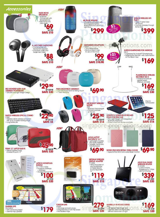 Accessories Klipsch, Sennheiser, Netgear, Garmin, Tomtom, Marbella, Rapoo, A Jays