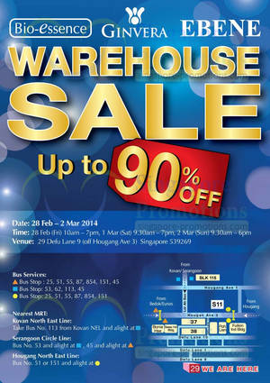 Featured image for Ebene, Bio-Essence & Ginvera Warehouse SALE Up To 90% OFF 28 Feb – 2 Mar 2014