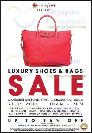 Featured image for (EXPIRED) Brandsfever Handbags & Footwear Sale Up To 95% Off @ Mandarin Orchard 21 Feb 2014