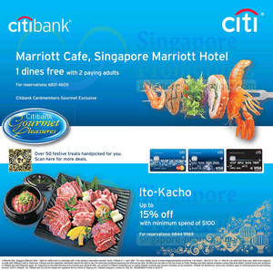 Featured image for Marriott Cafe 1 Dines FREE With 2 Paying Adults For Citibank Cardmembers 9 Feb 2014