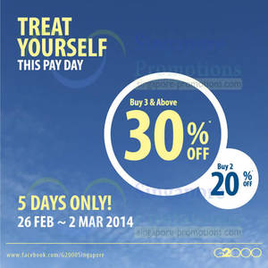 Featured image for (EXPIRED) G2000 30% OFF Payday Promo 26 Feb – 2 Mar 2014