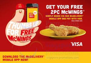 Featured image for (EXPIRED) McDonald’s McDelivery FREE 2pc McWings With Visa Payment & Via App Order 17 Feb – 20 Apr 2014