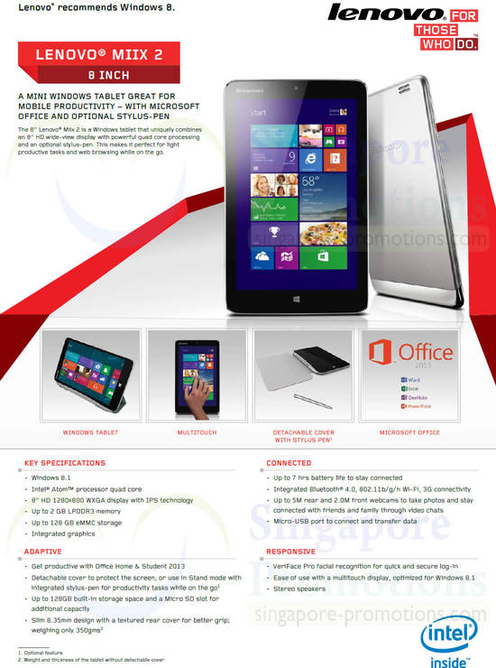 Miix 2 Features, Specifications