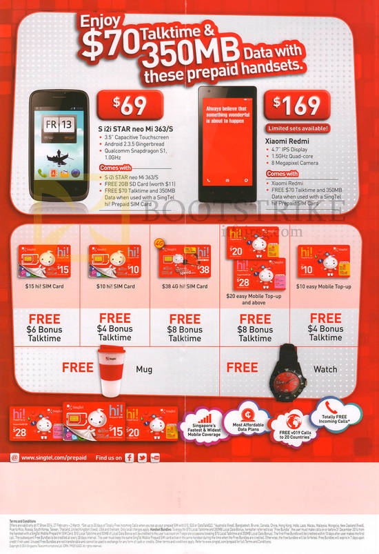 Mobile Prepaid S i2i Star Neo Mi 363 S, Xiaomi Redmi, Top Up Cards, Free Mug