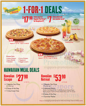 Featured image for (EXPIRED) Pizza Hut 1 For 1 Selected Items Dine-In Promo 17 Feb – 18 Mar 2014