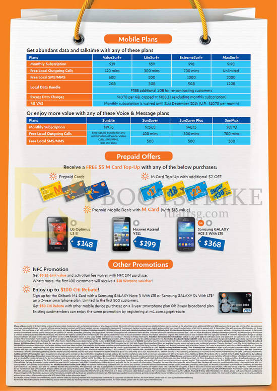 Prepaid M Card, Mobile Plans, G Optimus L3 II, Huawei Ascend Y511, Samsung Galaxy Ace 3, Citibank