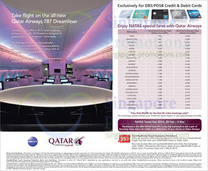 Featured image for (EXPIRED) Qatar Airways DBS/POSB NATAS Special Air Fares Promo Offers 28 Feb – 2 Mar 2014