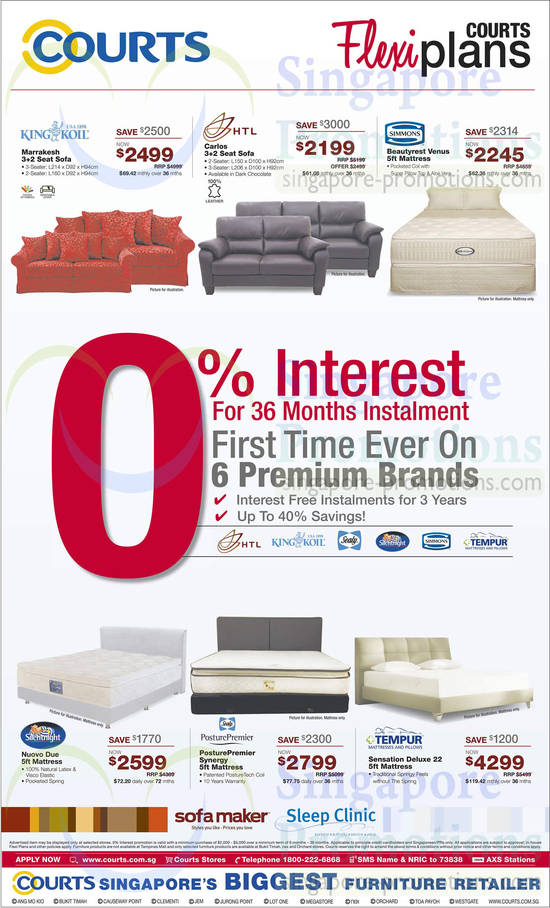 Sofa Sets, Mattresses, King Koil, HTL, Simmons, Silentnight, Sealy, Tempur