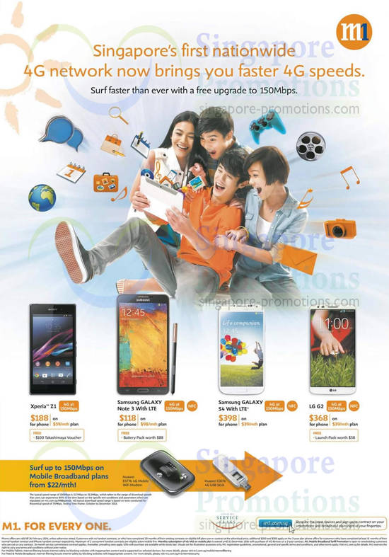 Sony Xperia Z1, Samsung Galaxy Note 3, Samsung Galaxy S4, LG G2