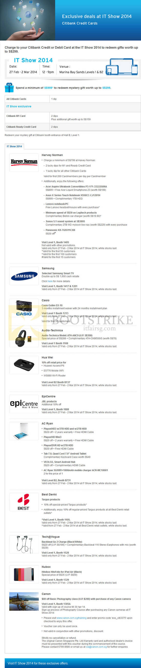 Spend n Redeem, Harvey Norman, Samsung, Casio, AC Ryan, EpiCentre, Best Denki, Canon