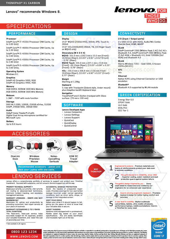 ThinkPad X1 Carbon Specifications, Accessories