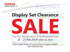 Featured image for Toshiba Display Set Clearance SALE @ Cellini Home Gallery 21 – 23 Feb 2014