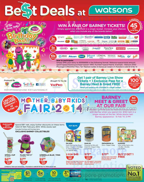 United Square Barney Live Show, Mother, Baby n Kids Fair, PNI Kids, Gain IQ, Enfagrow, Huggies