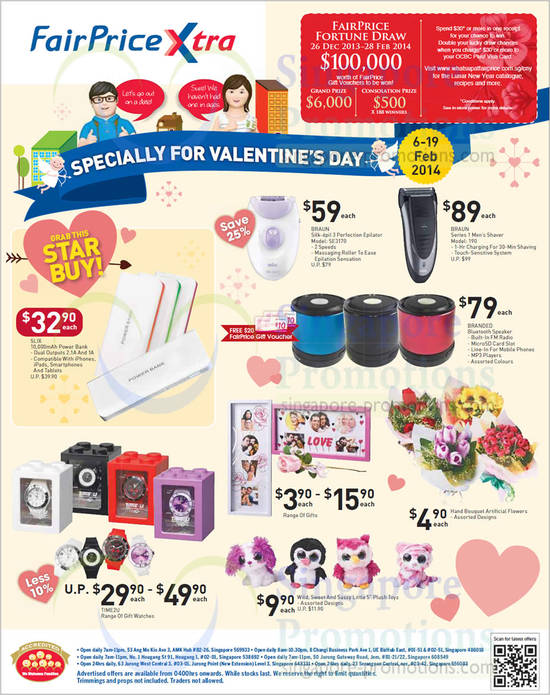 Valentines Day Offers, Braun Shaver Epilator, Slix Power Bank, Watches, Gifts, Plushies