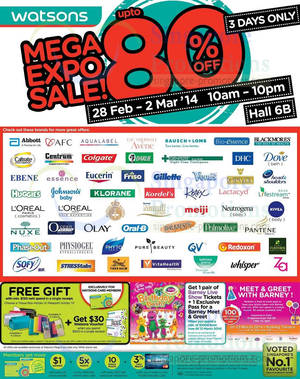 Featured image for (EXPIRED) Watsons Up To 80% OFF Mega Expo SALE @ Singapore Expo 28 Feb – 2 Mar 2014