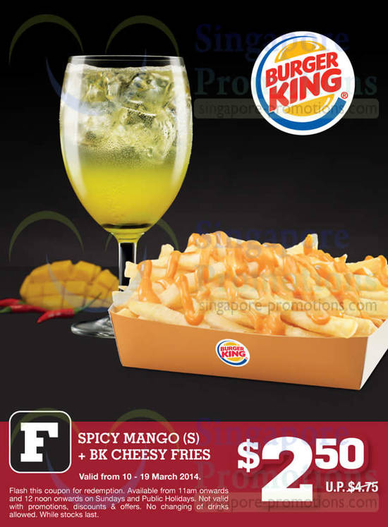 2.50 Spicy Mango, BK Cheesy Fries