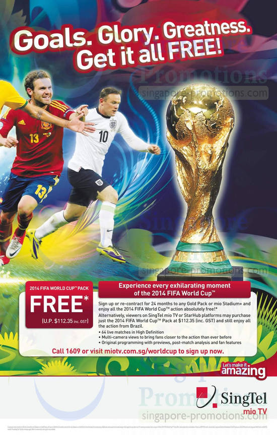 2014 Fifa World Cup Pack Free With Sign up or Re Contract to Gold Pack or Mio Stadium