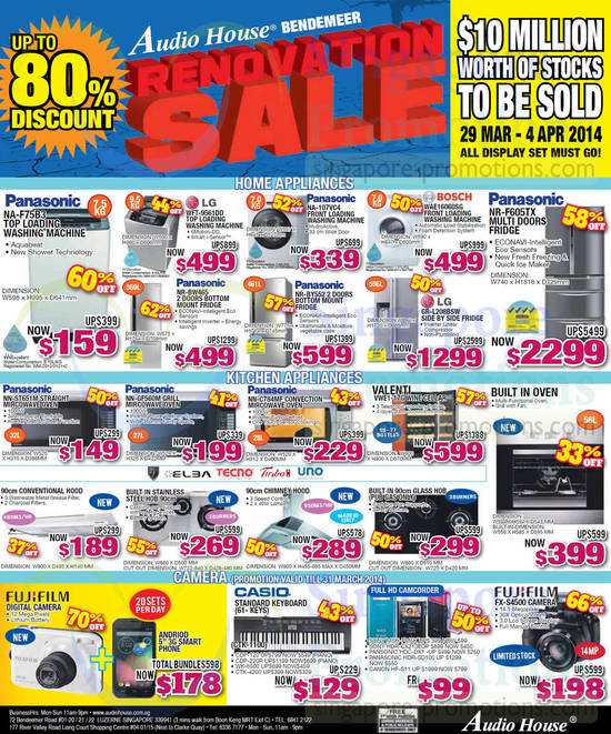 29 Mar Washers, Fridges, Ovens, Wine Cellar, Keyboards, Camcorders, Panasonic, LG, Bosch, Valenti, Casio, Canon, Fujifilm