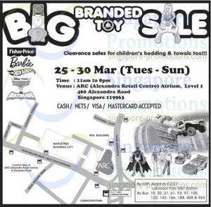 Featured image for (EXPIRED) Big Branded Toy SALE @ Alexandra Retail Centre 25 – 30 Mar 2014