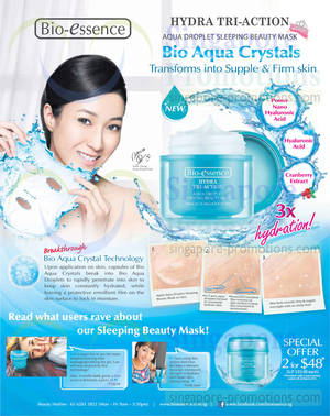 Featured image for (EXPIRED) Bio-Essence New Aqua Droplet Sleeping Beauty Mask Promo 21 – 26 Mar 2014