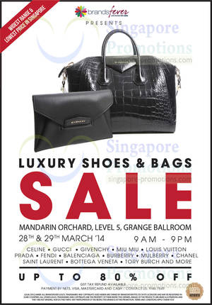 Featured image for (EXPIRED) Brandsfever Handbags & Footwear Sale @ Mandarin Orchard 28 – 29 Mar 2014