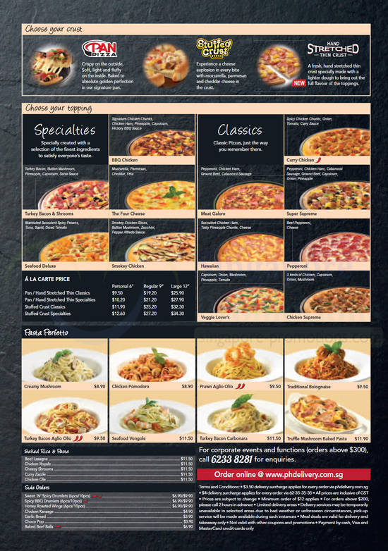 Delivery, Specialities, Classics, Pan Pizza, Stuffed Crust, Hand Stretched Thin Crust, Pasta Perfetto