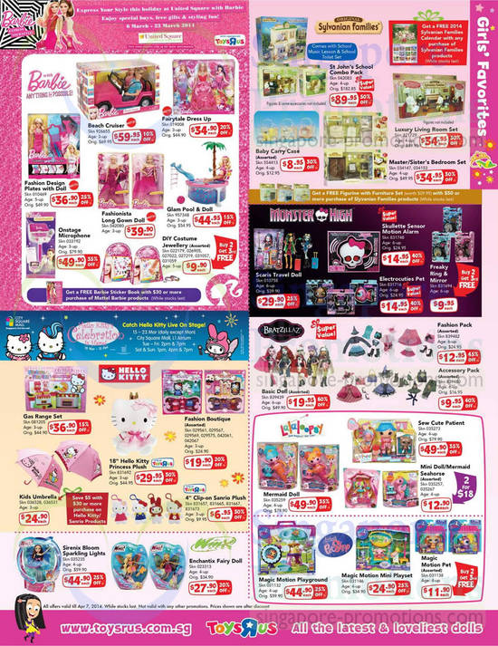 Girls Favourites Barbie, Sylvanian Families, Hello Kitty, Bratzillaz, Lalaloopsy