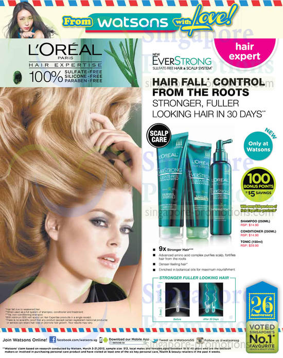 Loreal Everstrong Shampoo, Conditioner, Tonic