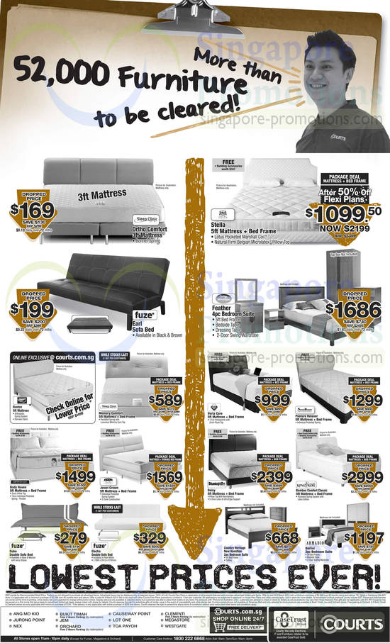 Mattresses, Sofa Beds, Bedroom Suites, Sleep Clinic, Fuze, Silentnight, Country Heritage, Armadio, Dunlopillo, King Koil