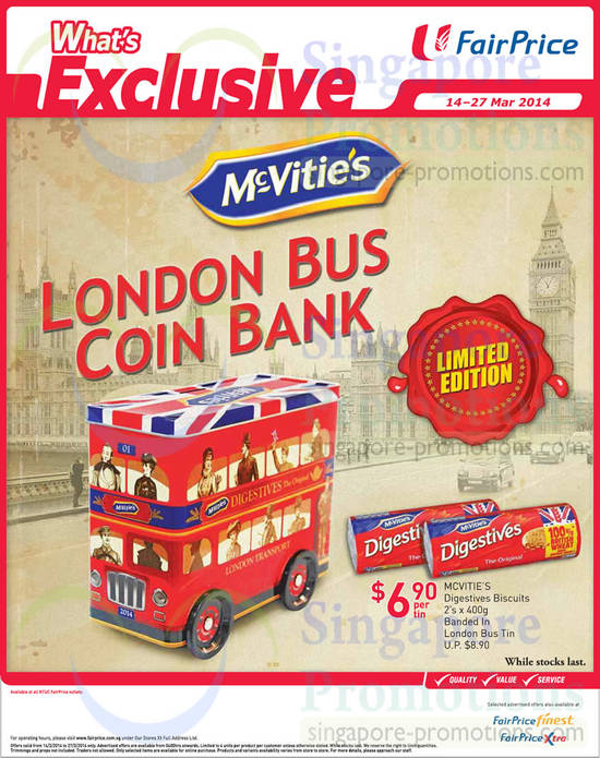 McVities London Bus Coin Bank Banded in Tin