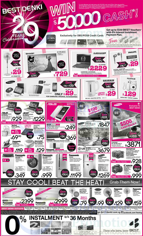 Notebooks, Appliances, TVs, Air Conditioners, Digital Cameras, Philips, Asua, Tefal, Taiyo, Samsung, Mistral, Panasonic, Canon, Olympus