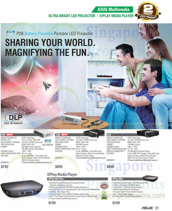 P2B Portable LED Projector, OPlay Media Player