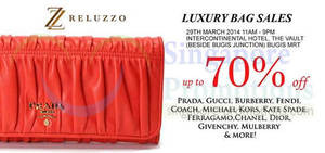Featured image for Reluzzo Up To 70% OFF Branded Handbags SALE @ Intercontinental Hotel 29 Mar 2014
