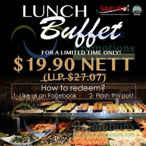 Featured image for (EXPIRED) Sakura International Buffet Restaurant $19.90 Lunch Buffet Promo 27 Mar – 2 Apr 2014