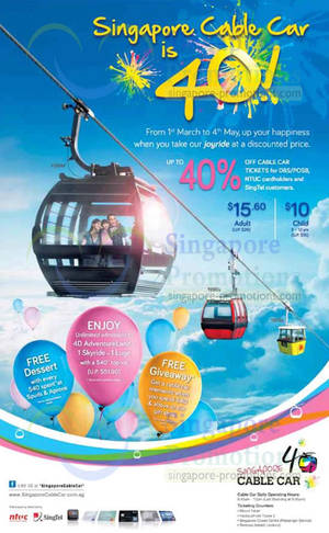 Featured image for Singapore Cable Car 40th Anniversary Celebration Promotions 1 Mar – 4 May 2014