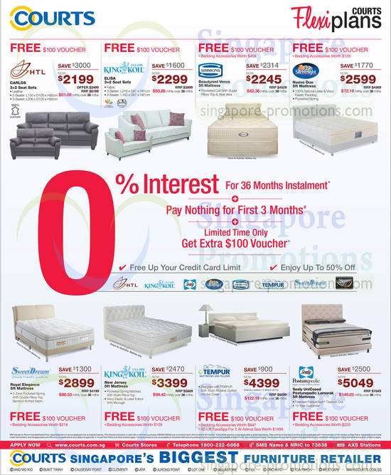 Sofa Sets, Mattresses, HTL, King Koil, Simmons, Silentnight, Sweet Dream, Sealy Posturepedic