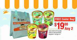 Featured image for (EXPIRED) Soyato $19 For Two Pints Ice Cream @ NTUC FairPrice 1 – 30 Apr 2014