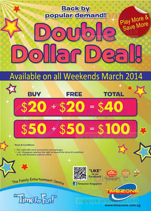 Featured image for (EXPIRED) Timezone 100% Extra Double Dollar Promo (Weekends) 8 – 30 Mar 2014