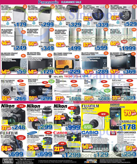 Washers, Fridges, DSLRs, Digital Cameras, Video Camcorders, Digital Keyboards, Panasonic, Nikon, Fujifilm, Samsung, Casio, Canon, Sony