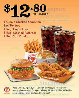 Featured image for (EXPIRED) Popeyes Dine-In Discount Coupons 8 – 20 Apr 2014