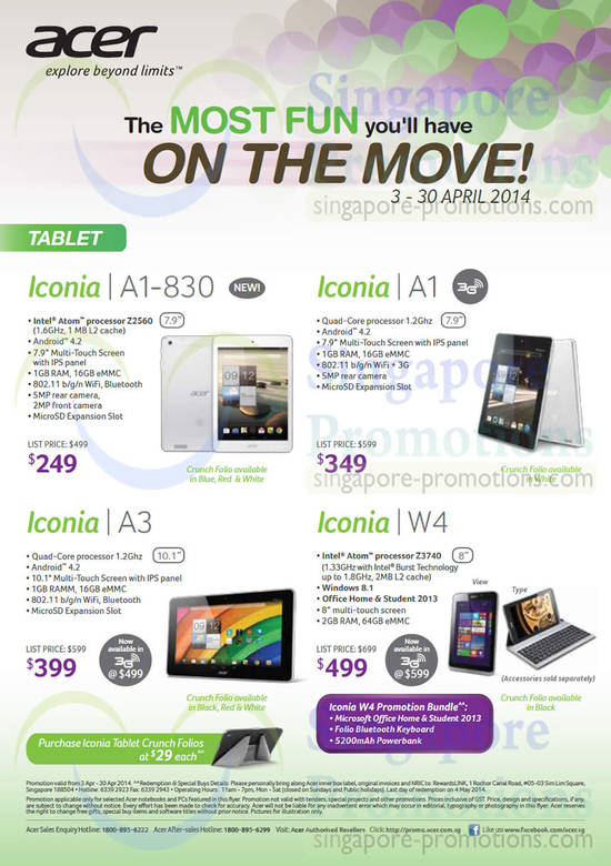 14 Apr Tablets Iconia A1-830, A1, A3, W4