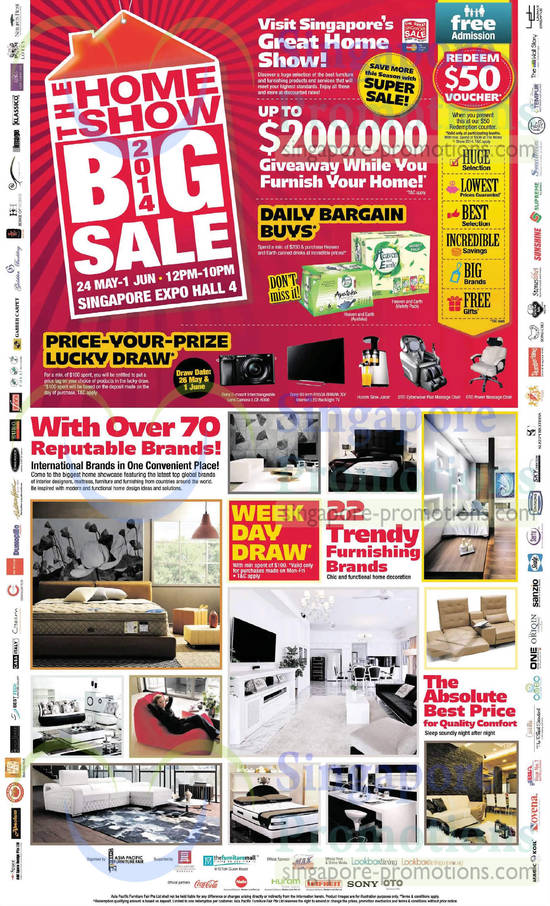 24 May Daily Bargain Buys, 22 Furnishing Brands, Lucky Draw