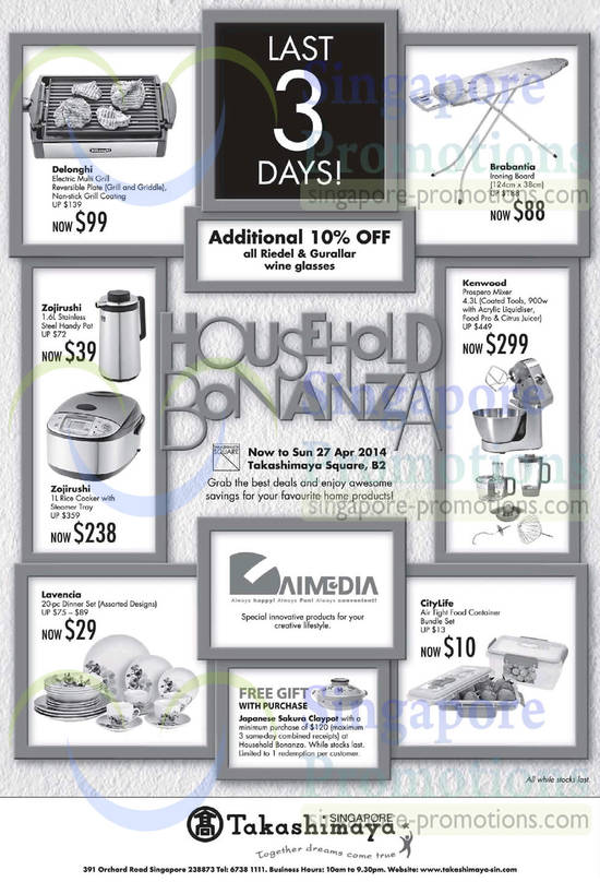 25 Apr Air Pot, Rice Cooker, Mixer, Dinner Set, Grill Delonghi, Zojirushi, Kenwood, Lovencia, Citylife