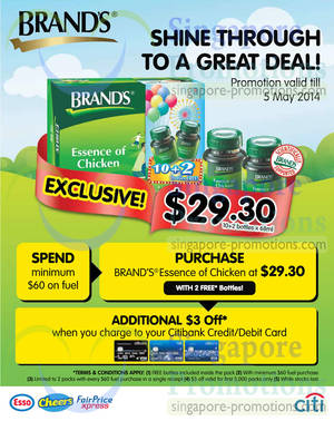 Featured image for (EXPIRED) Brand’s Essence of Chicken $29.90 12 Bottles Promo @ Esso 24 Apr – 5 May 2014