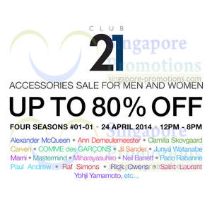Featured image for (EXPIRED) Club 21 Accessories Up To 80% OFF SALE 24 Apr 2014