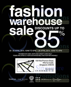 Featured image for Branded Fashion Warehouse SALE 23 – 26 Apr 2014
