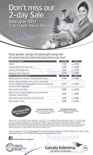 Featured image for (EXPIRED) Garuda Indonesia Up To 70% OFF Indonesia Air Fares SALE 11 – 12 Apr 2014