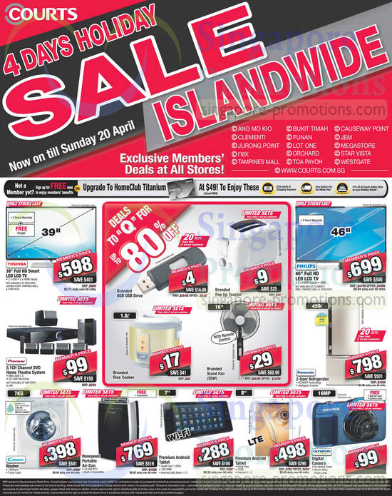 Islandwide TVs, Washers, Tablets, Cameras, Fridges, Toshiba, Pioneer, Olympus, Philips, Panasonic