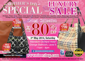 Featured image for (EXPIRED) Nimeshop Branded Handbags Sale Up To 80% Off @ Mandarin Orchard 3 May 2014